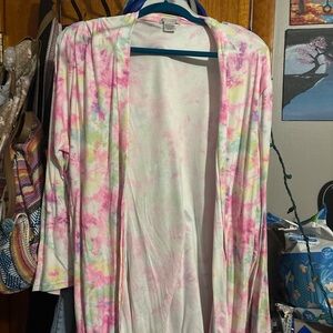 Colorful Tie-Dye Open Robe